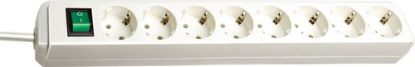 Slika PODALJŠEK  ECO LINE - 8 VTIČNIC (250V/16A) dolžina kabla 3m,  s stikalom, bele b
