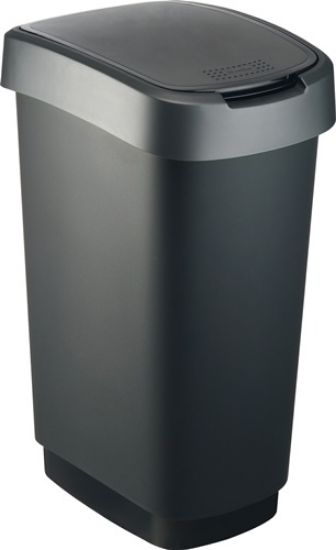 KOŠ ZA ODPADKE,TWIST 50L, 298X401X602MM, BARVA POKROVA: TEMNO SREBRNA