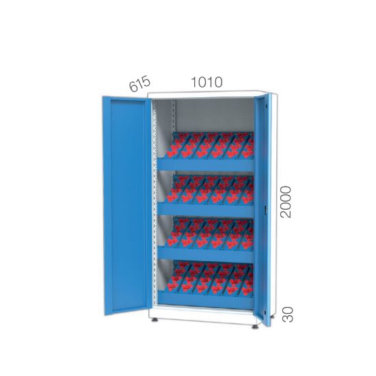 OMARA SKLADIŠČNA za CNC orodja z držali za orodja, RAL7035, 4 police, 2000x1010x
