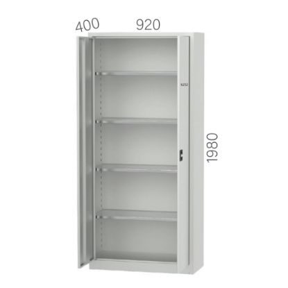 Slika OMARA SKLADIŠČNA, RAL7035, 4 police (75 kg/polico), 1980x920x400mm