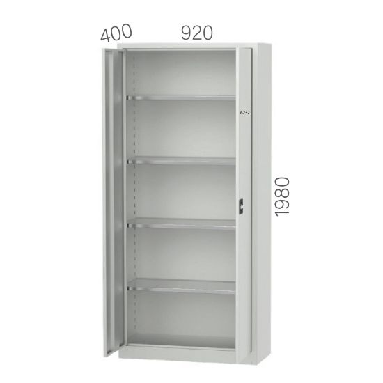 OMARA SKLADIŠČNA, RAL7035, 4 police (75 kg/polico), 1980x920x400mm