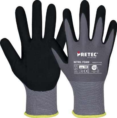 Slika ROKAVICE DELOVNE Z NITRILNO PREVLEKO ZA MONT.DELA, Vel.10, ZRAČNA ZGOR.STRAN, ČR