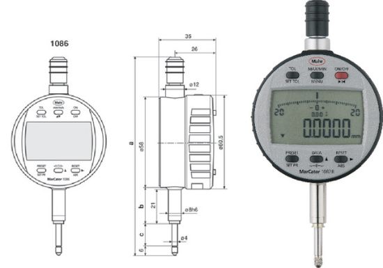 Digital Messuhr 1087 R 12,5xmm/inch,       IP42  MAHR