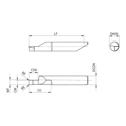 Slika Mikro nož za čelne utore ASIF, tip A, D/L