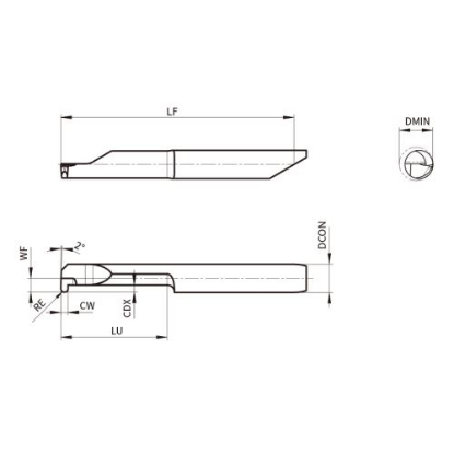 Slika Mikro nož za utore ASIG, tip R, (Circlip), D/L
