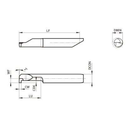 Slika Mikro nož za utore ASIG, tip S, (Circlip), D/L