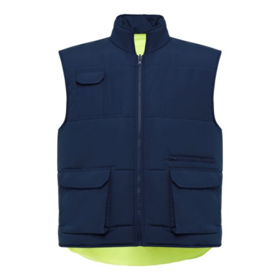 Telovnik dvostranski odsevni, PERSEI, mornarsko modra-fluor rumena, 9313