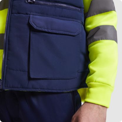 Slika Telovnik dvostranski odsevni, PERSEI, mornarsko modra-fluor rumena, 9313