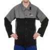 Varilska jakna iz ognjevarnega bombaža s cepljenim usnjem, črno/sive, WELDAS, 38