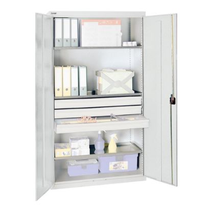 OMARA ZA ORODJE IN MATERIAL S 3 PREDALNIKI IN 3 POLICAMI, 1000X500X1800MM, SIVA,