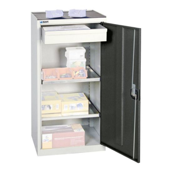 OMARA ZA ORODJE IN MATERIAL Z 1 PREDALNIKOM IN 2 POLICAMA, 500X500X1000MM, ANTRA