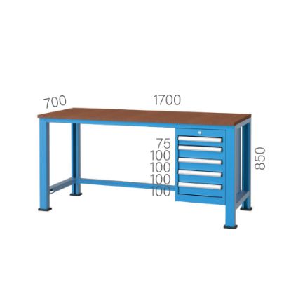 Slika MIZA DELOVNA, 1700x700x850mm, 5 predalov (1x75mm, 4x100mm)