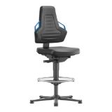 Arbeitsdrehstuhl NEXXIT, blau Gleiter + Fußring, Kunstleder