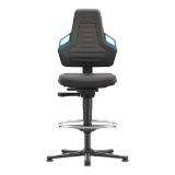 Arbeitsdrehstuhl NEXXIT, blau Gleiter + Fußring, Supertec