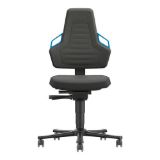 Arbeitsdrehstuhl NEXXIT, blau mit Rollen, Kunstleder schwarz