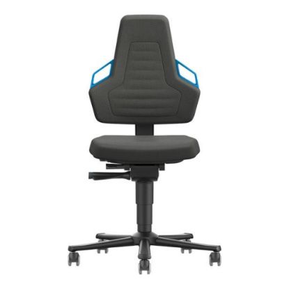 Arbeitsdrehstuhl NEXXIT, blau mit Rollen, Kunstleder schwarz