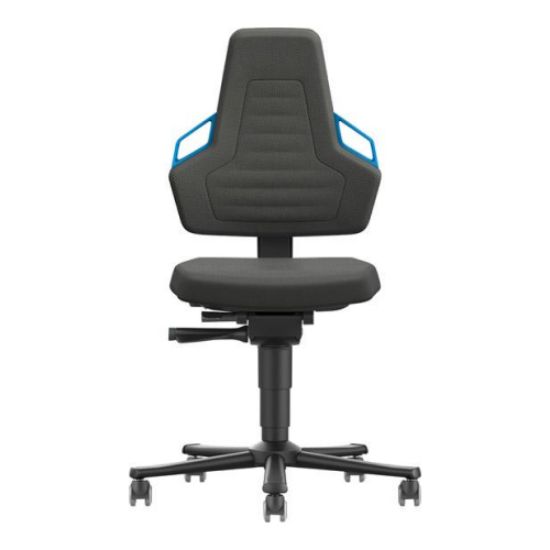 Arbeitsdrehstuhl NEXXIT, blau mit Rollen, Kunstleder schwarz