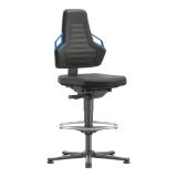 Arbeitsdrehstuhl NEXXIT, blau Gleiter + Fußring, Stoff schw.