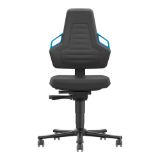 Arbeitsdrehstuhl NEXXIT, blau mit Rollen, PU-Schaum schwarz