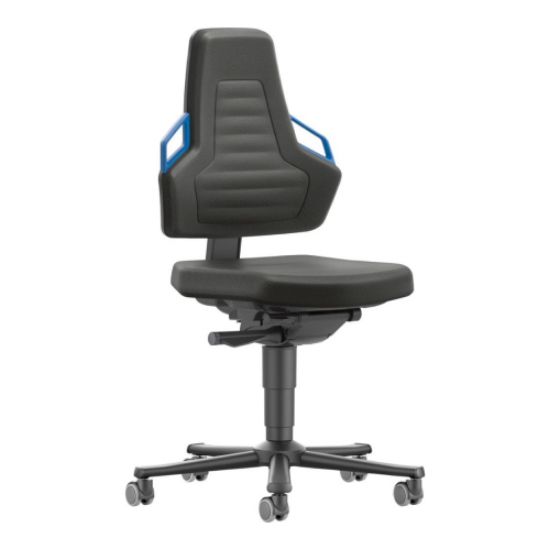 Arbeitsdrehstuhl NEXXIT, blau mit Rollen, Stoff schwarz