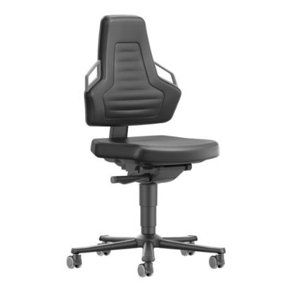 Arbeitsdrehstuhl NEXXIT, grau mit Rollen, Kunstleder schwarz