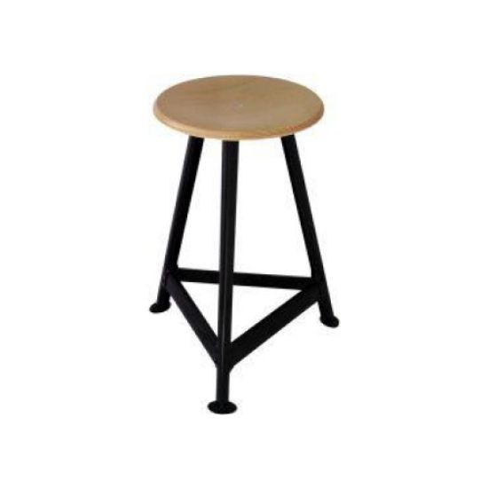 Bandstahlhocker Holz Rundsitz, RAL 9005