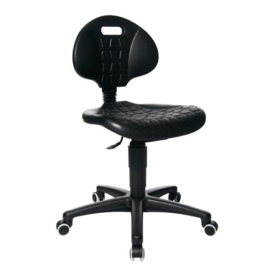 STOL DELOVNI VRTLJIVI NA KOLESIH Z NASTAVITVIJO VIŠINE 410-540mm iz PU