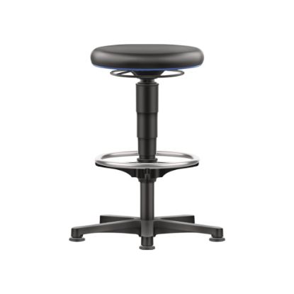 STOL DELAVNIŠKI VRTLJIVI S TALNIMI DRSNIKI IN OBROČEN ZA NOGE, SEDEŽ POLIURETANS