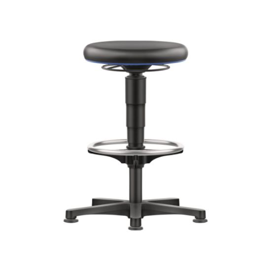 STOL DELAVNIŠKI VRTLJIVI S TALNIMI DRSNIKI IN OBROČEN ZA NOGE, SEDEŽ POLIURETANS