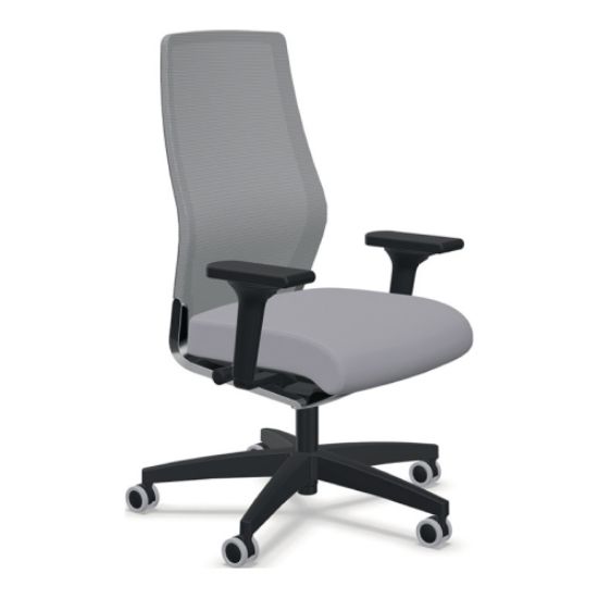 STOL VRTLJIVI PISARNIŠKI, Z NASLONJALOM ZA ROKE,  POLIESTER, BARVA SIVA, 400-520