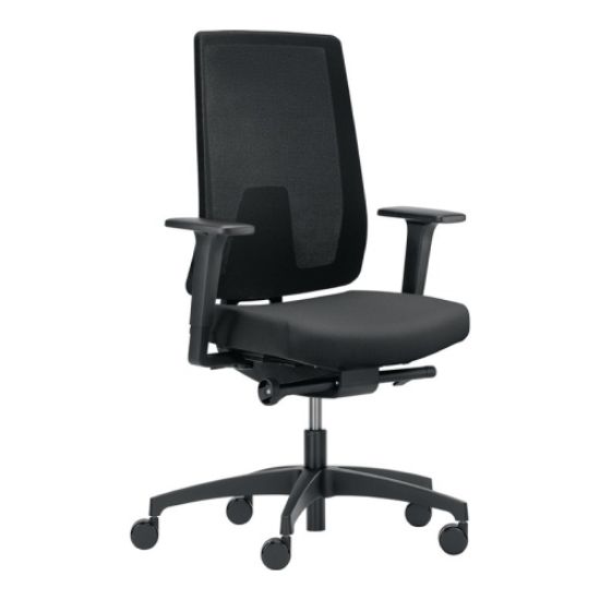 STOL VRTLJIVI PISARNIŠKI, Z NASLONJALOM ZA ROKE, POLIESTER, BARVA SEDEŽA ČRNA, 4