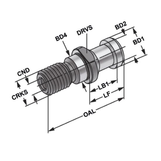 Vijak izvlečni DIN69872A z izvrtino, Kemmler