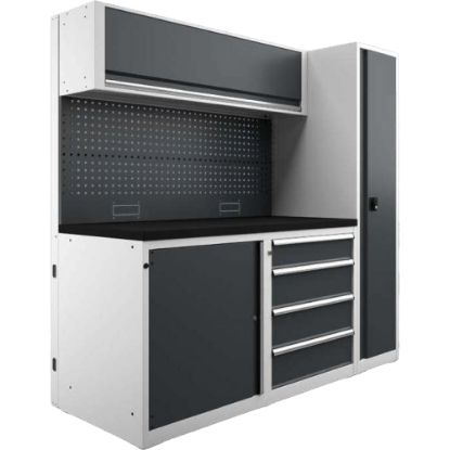 Slika SESTAV DELAVNIŠKI, Z DELOVNO POVRŠINO IN 6 MODULI, 1866x740x1945mm