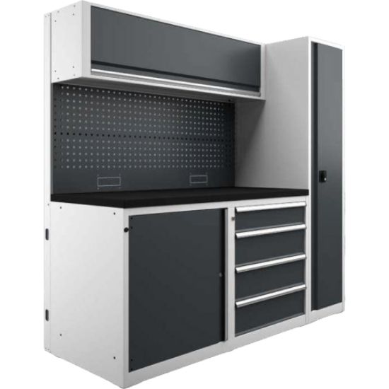 SESTAV DELAVNIŠKI, Z DELOVNO POVRŠINO IN 6 MODULI, 1866x740x1945mm