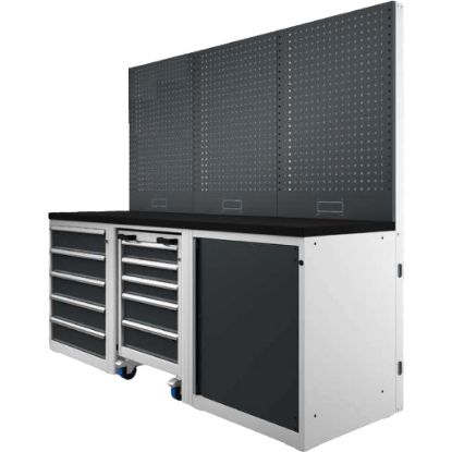 Slika SESTAV DELAVNIŠKI, Z DELOVNO POVRŠINO IN 4 MODULI TER MOBILNIM MODULOM, 2151x740x1945mm
