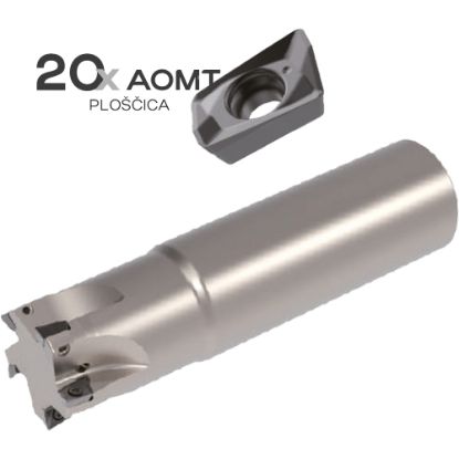 Slika Garniture: Rezkalna glava ASM90 z notranjim hlajenjem + 20x ploščica AOMT