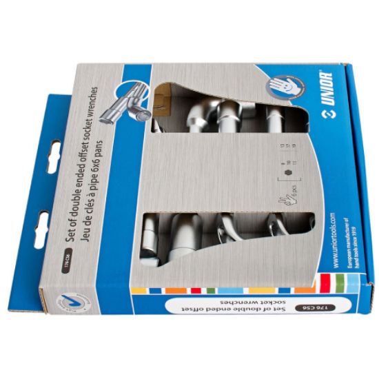 GARNITURA DVOSTRANSKIH UPOGNJENIH NASADNIH KLJUČEV V KARTONU 8 - 19/6