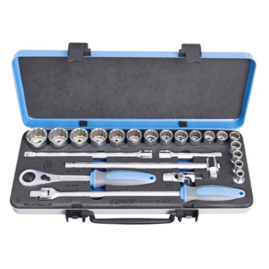 GARNITURA NASADNIH KLJUČEV 1/2" V KOVINSKI KASETI 3/8 - 1 1/4"