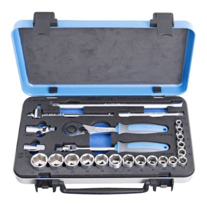 Slika GARNITURA NASADNIH KLJUČEV 3/8" V KOVINSKI KASETI 6 - 22/24