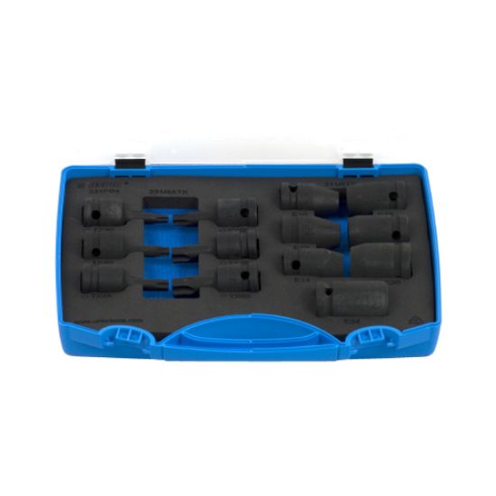 GARNITURA IMPACT KLJUČEV 1/2" Z ZUNANJIM IN NOTRANJIM TX PROFILOM V PLASTIČNI KA