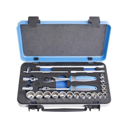 Slika GARNITURA NASADNIH KLJUČEV 3/8" V KOVINSKI KASETI 6 - 22/24