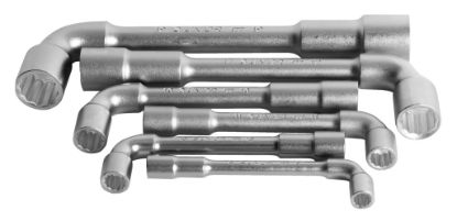 Slika GARNITURA DVOSTRANSKIH UPOGNJENIH NASADNIH KLJUČEV V KARTONU 8 - 19/6