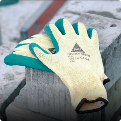 Slika Rokavice delovne iz bombaža in lateks prevleke Neogrip Green