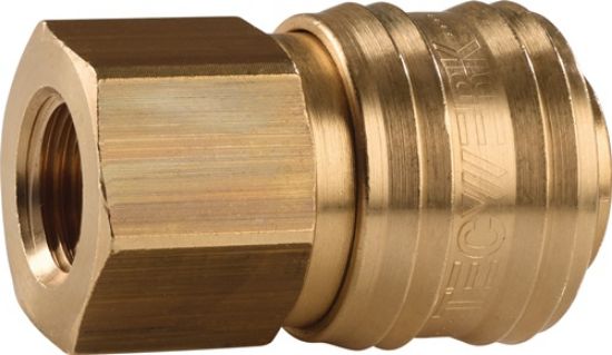 Hitra spojka DN 7,2, notranji navoj, medenina, svetla TECWERK