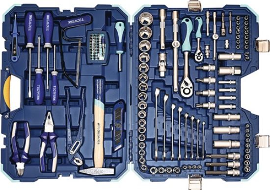 Garnitura nasadnih ključev in ročnega orodja v kovčeku z orodjem, TECWERK
