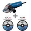 2X KOTNI BRUSILNIK, GWS 12–125 P (06013A6220) + 100X REZALNA PLOŠČA (BOARP125X1M
