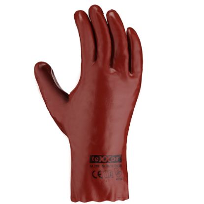 Slika TEXXOR 2170, VEL.10, ROKAVICA ZA KEMIKALIJE, PVC, RDEČE BARVE.PODLOŽENA Z BOMBAŽ