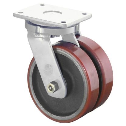 Slika Kolo transportno gibljivo dvojno, iz poliuretana in litine, za težka bremena