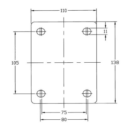 Slika Kolo transportno fiksno dvojno, iz poliuretana in litine, za težka bremena