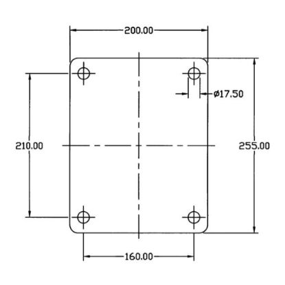 Slika Kolo transportno fiksno dvojno, iz poliuretana in litine, za težka bremena